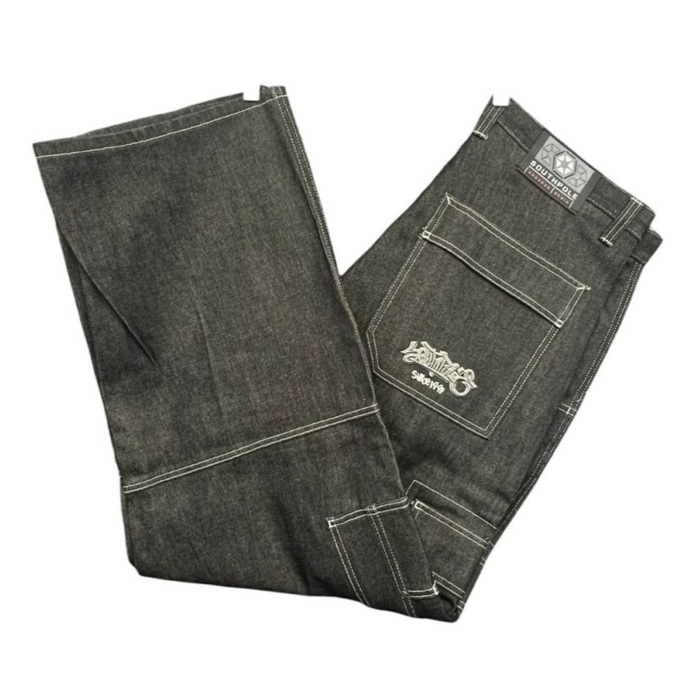 Southpole Mens Charcoal‎ Grey Carpenter Jeans Size 36x32 Baggy Fit